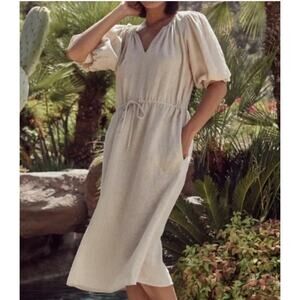 Velvet by Graham & Spencer Beige Bali Woven Linen Dress Small